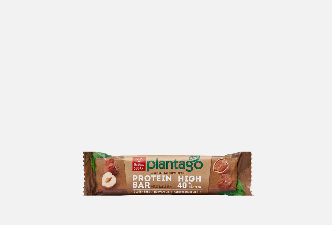 Протеиновый батончик PLANTAGO Шоколад-Фундук 1 шт батончик протеиновый endorphin bar шоколад фундук 60 г