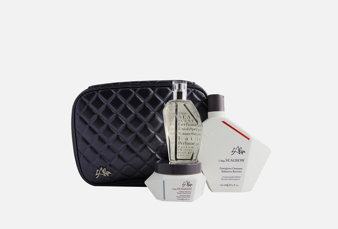 

Подарочный набор для ухода за волосами: шампунь, маска, спрей L'ALGA, SEAMORE Beauty Bag 1 шт