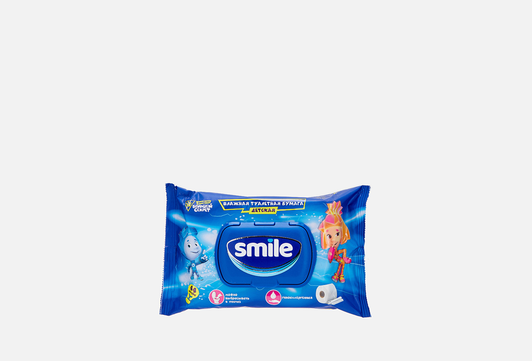 Влажная туалетная бумага SMILE Фиксики 44 шт цена и фото