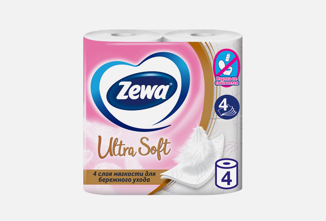 Туалетная бумага ZEWA Ultra soft, 4 слоя 4 шт туалетная бумага zewa plus 2 х слойная зеленая ароматизированная 4 шт