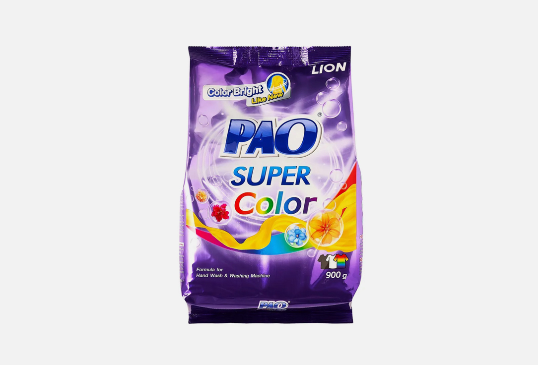 Стиральный порошок LION PAO Super Color 900 г бытовая химия cj lion стиральный порошок beat drum color для цветного белья мягкая упаковка 2 25 кг