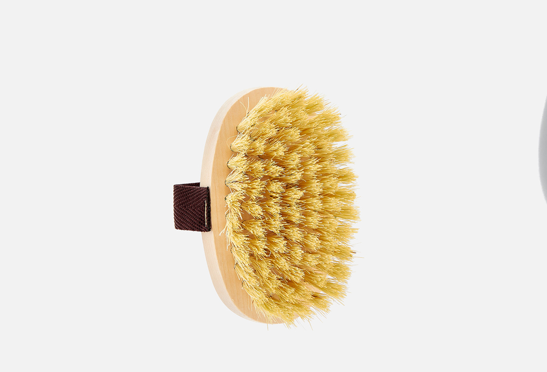 Изображение товара Банная щетка тампико для тела Cosmofler жесткая с ремешком 120х70 мм