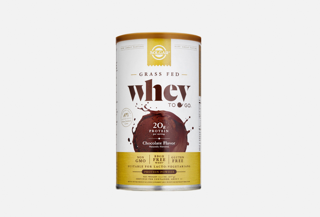 Изображение товара Протеин Solgar Whey to go со вкусом шоколада 338 г биодобавка для восстановления мышц