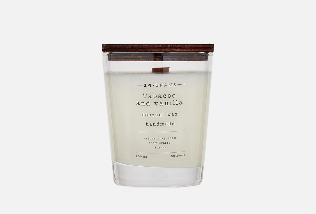 

Ароматическая свеча 24.GRAMS, Белый, Tabacco & Vanila 200 мл