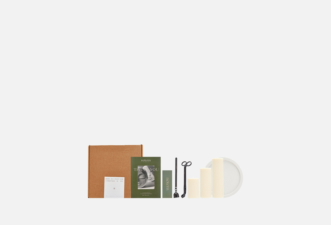 Изображение товара Подарочный набор свечей из соевого воска с подносом и аксессуарами notem COLUMN BOX