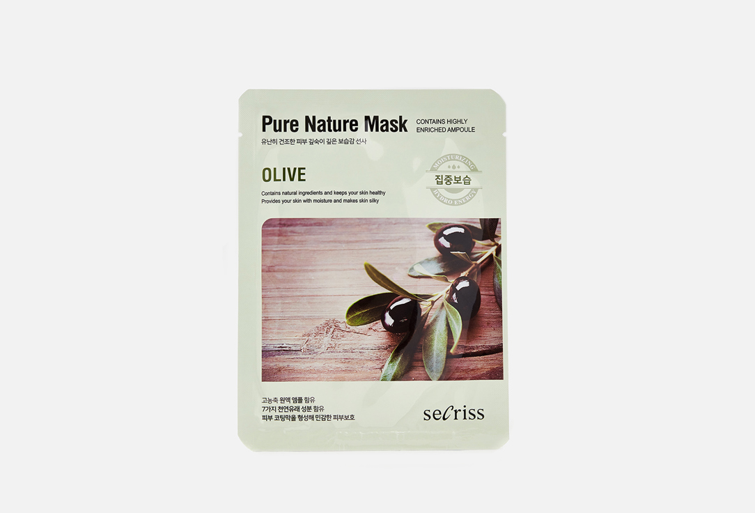 Тканевая маска с экстрактом оливы ANSKIN Secriss Pure Nature Mask Pack -Olive 25 мл anskin маска для лица тканевая с медом 25 мл anskin secriss pure nature mask pack sweet honey