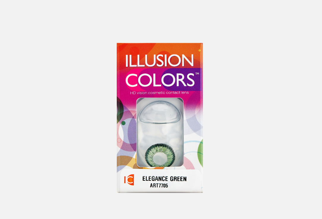Цветные контактные линзы ILLUSION colors ELEGANCE bc 8,6, dia 14, 2 шт. green