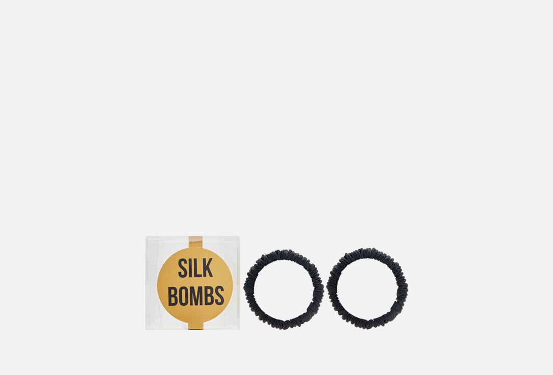 Комплект шелковых резинок для волос SILK BOMBS ЧЕРНЫЙ 2 шт комплект шелковых резинок для волос silk bombs персиковый пудра шоколад 3 шт