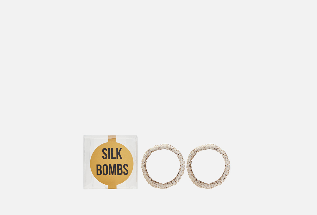 Комплект шелковых резинок для волос SILK BOMBS БЕЖЕВЫЙ 2 шт комплект шелковых резинок для волос silk bombs персиковый пудра шоколад 3 шт
