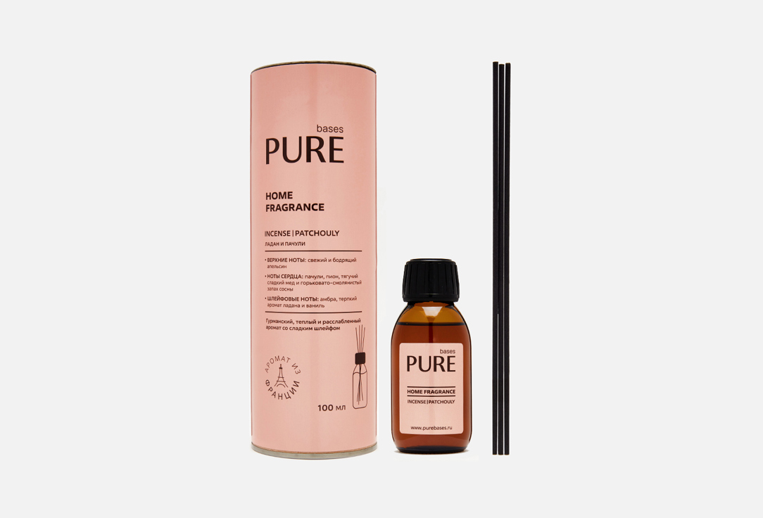 Аромадиффузор PURE BASES INCENSE & PATCHOULY 100 мл масло массажное для тела pure bases magic water incense patchouly 150 мл