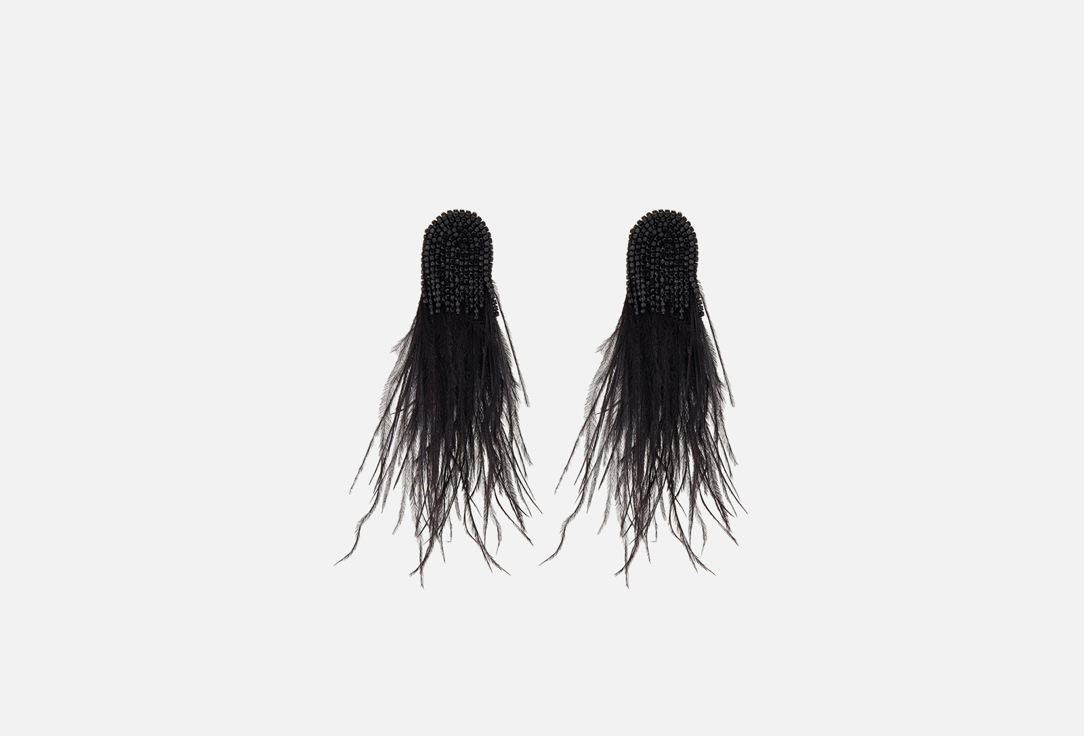 

клипсы LA FAMILY, Средние черные с перьями 2 шт