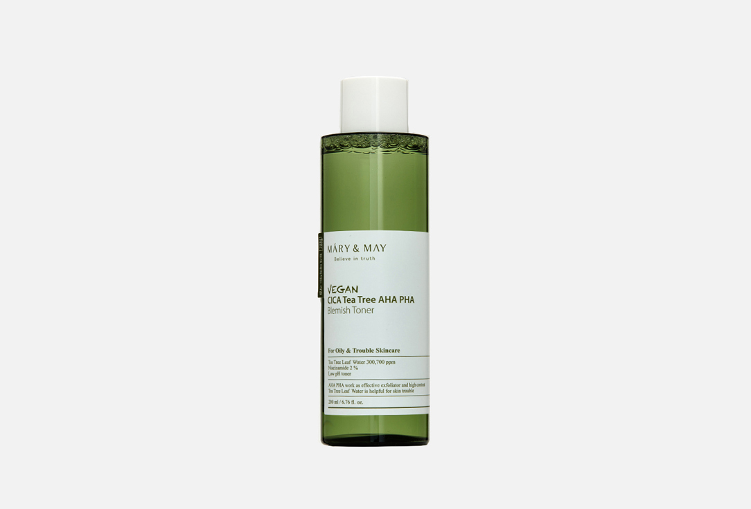 Изображение товара Тонер для лица освежающий от воспалений Mary&May Vegan Cica Tea Tree AHA PHA Blemish Toner