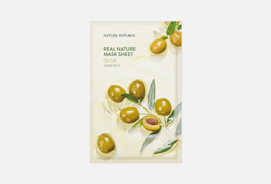 Тканевая маска для лица с экстрактом оливы Nature Republic Real Nature Mask Sheet Olive 