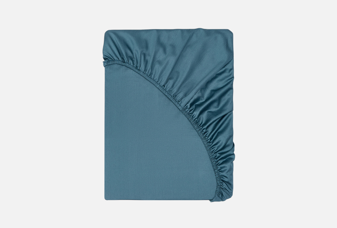 Изображение товара Простыня на резинке Mollen из элитного сатина темно-бирюзовая 160х200 см