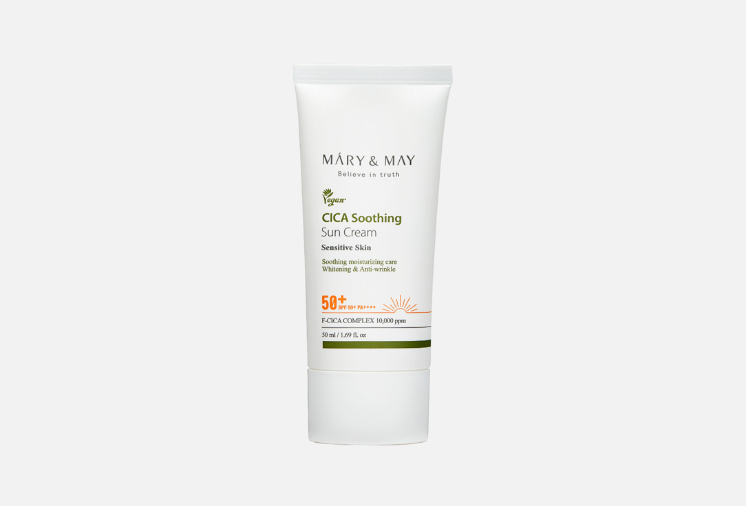 Солнцезащитный крем SPF50+ MARY&MAY CICA Soothing Sun Cream 50 мл cc крем для лица защитный natural skin cream spf50 pa 50мл