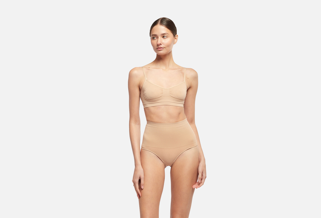 Изображение товара Стринги с высокой посадкой BYE BRA Seamless High Waist бежевые