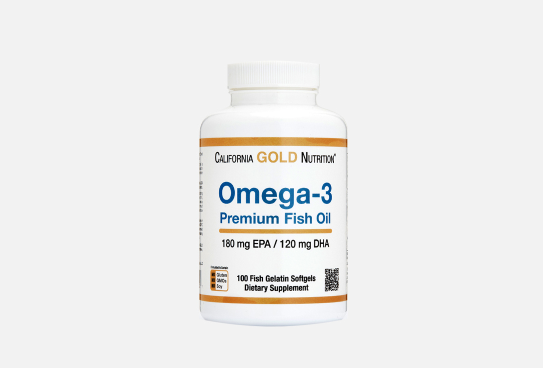 Омега 3 CALIFORNIA GOLD NUTRITION 180 мг EPA, 120 мг DHA в капсулах 100 шт zeox nutrition omega 3 fish oil 1000mg