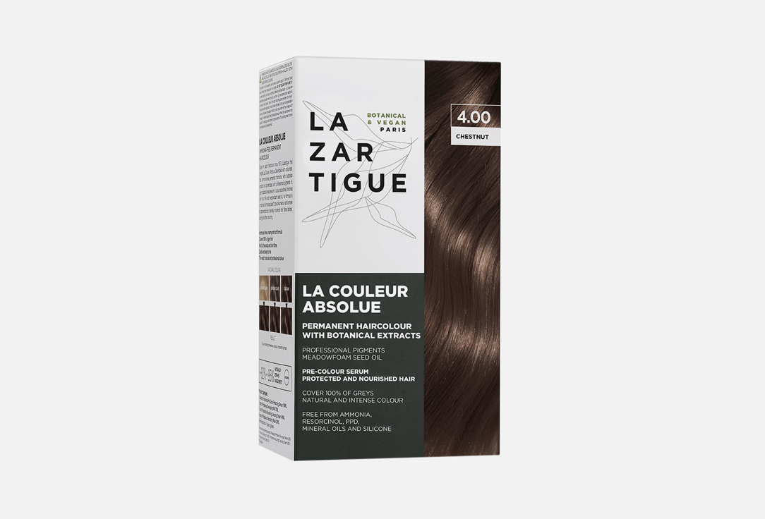 Безаммиачная краска для волос Lazartigue COULEUR ABSOLUE 4.00, Каштан