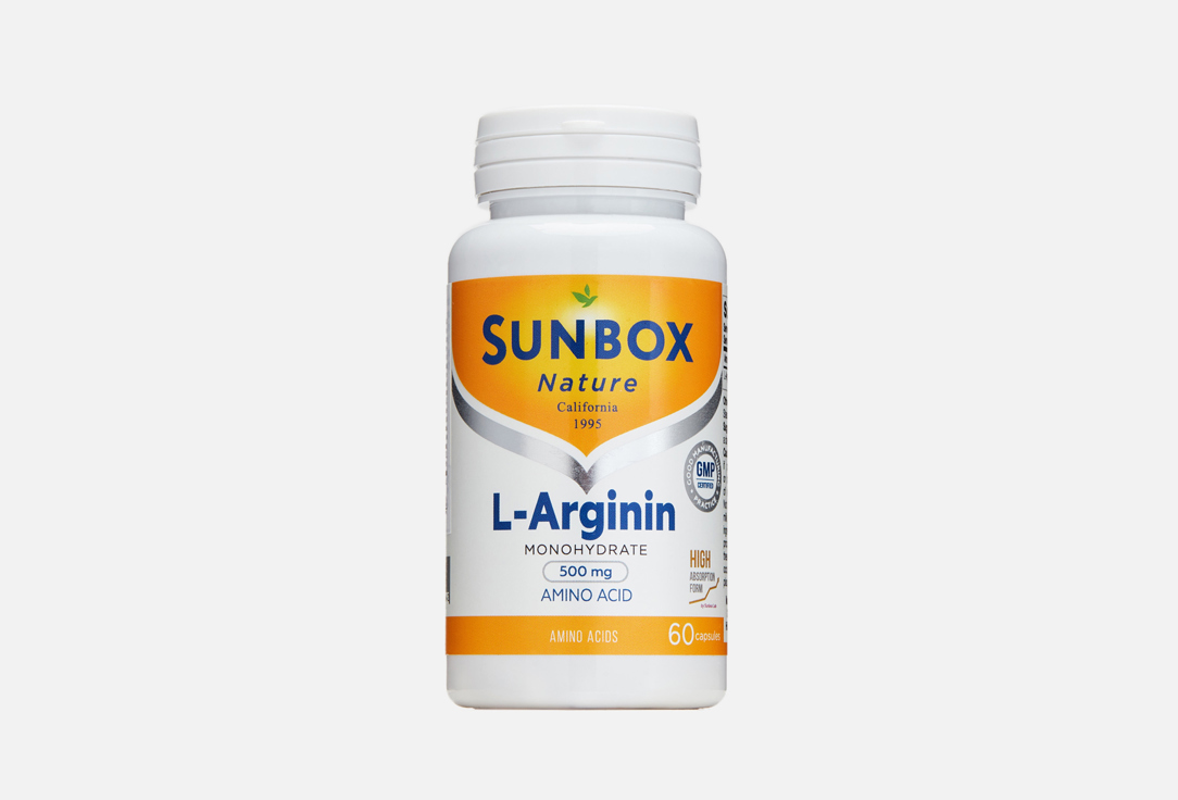 Биологически активная добавка SUNBOX NATURE L-Arginine TSN 60 шт биологически активная добавка sunbox nature cla conjugated linoleic acid 60 шт