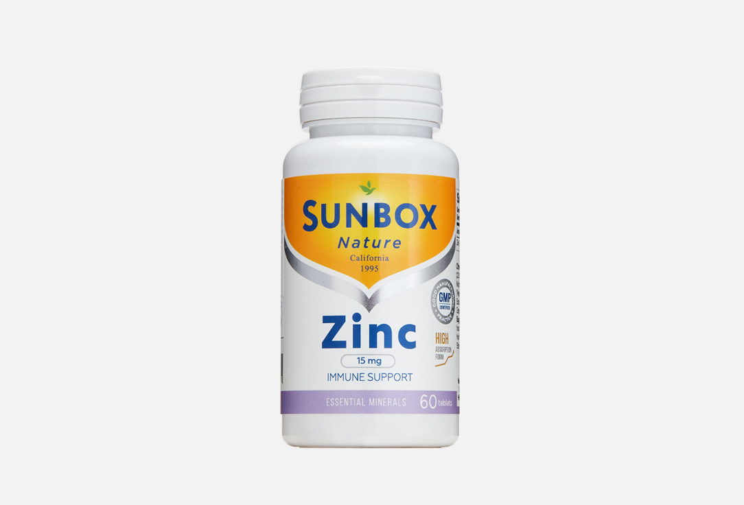 Биологически активная добавка SUNBOX NATURE ZINK 15 mg 60 шт sunbox nature glucosamine plus