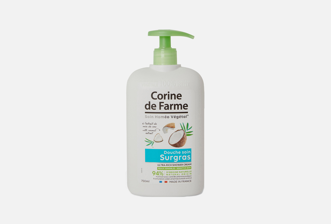 Крем для душа CORINE DE FARME Coconut extract 750 мл гель для душа corine de farme каритэ защищающий кожу уход 750 мл