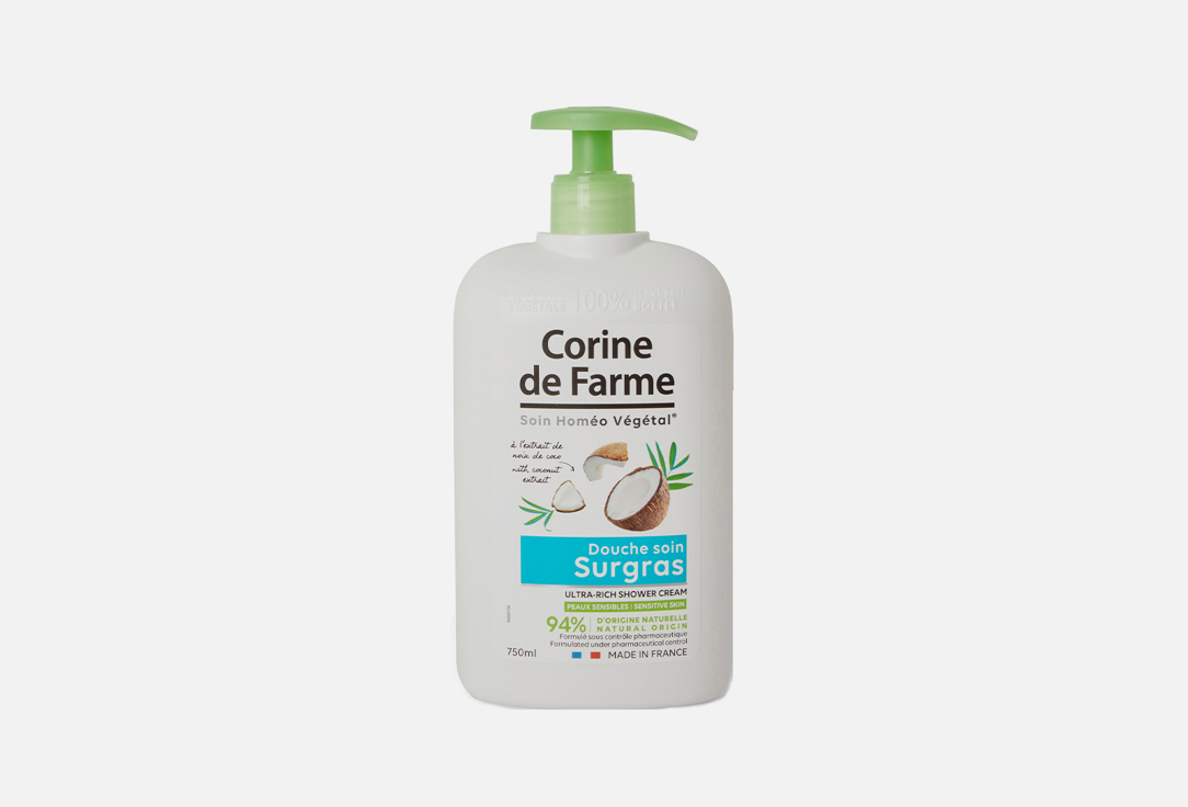 Крем для душа CORINE DE FARME Coconut extract 750 мл гель для душа сладкий миндаль corine de farme huile d’amande douce 750 мл
