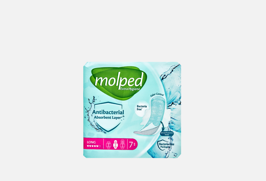 Гигиенические антибактериальные прокладки MOLPED Antibac Long 7 шт
