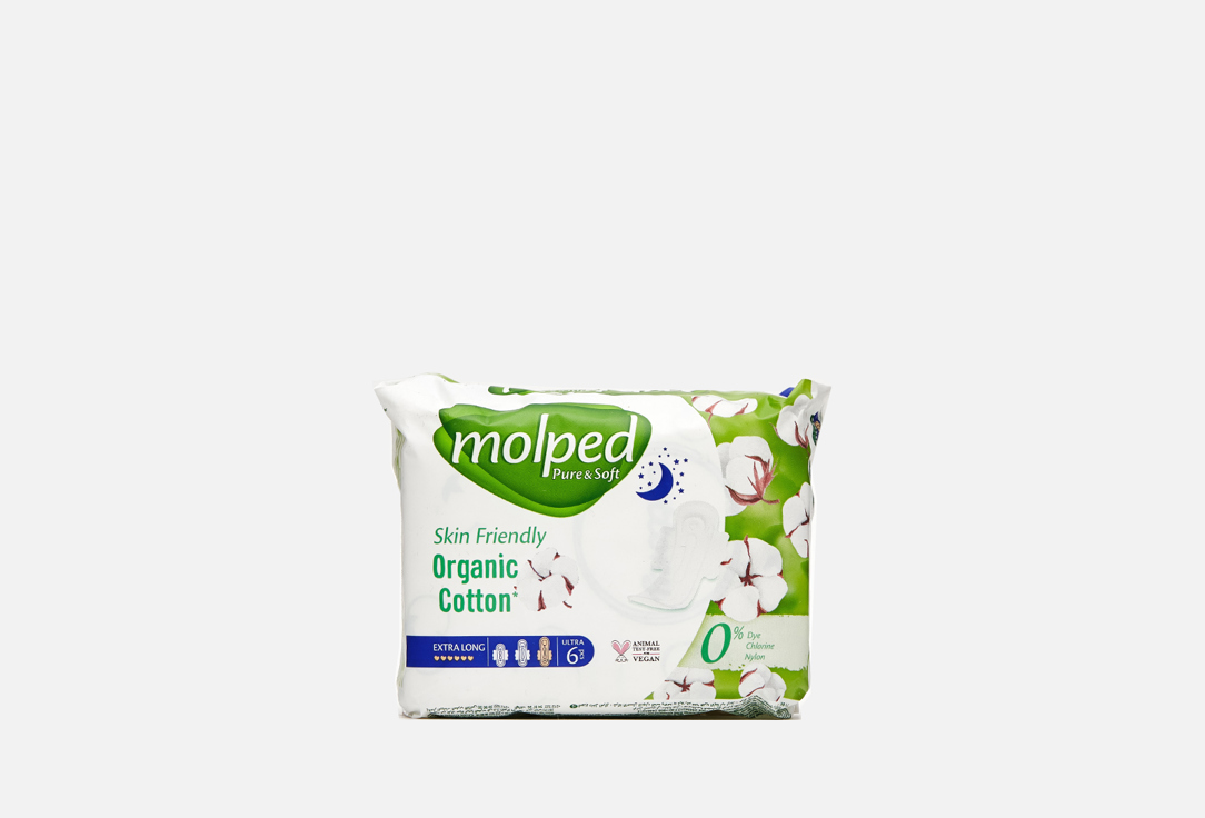 Гигиенические прокладки MOLPED Pure&Soft Night 6 шт ежедневные прокладки molped pure