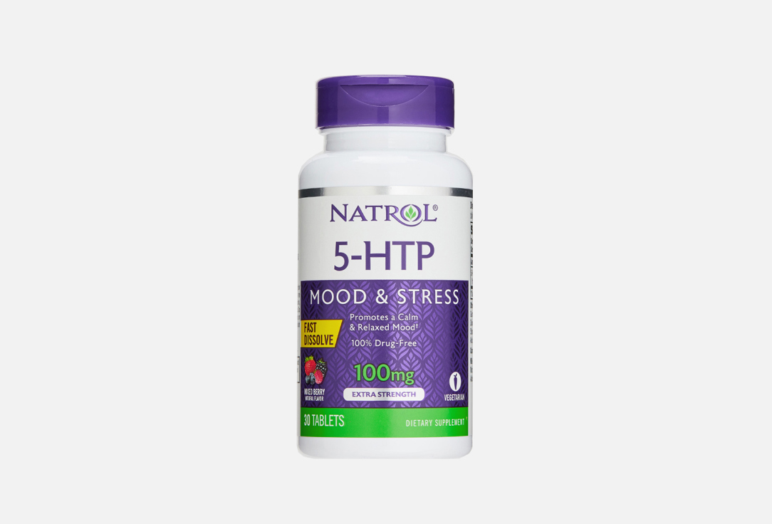 5-HTP NATROL 100 мг со вкусом ягод 30 шт стевия плюс сахарозаменитель 100мг 150 бад
