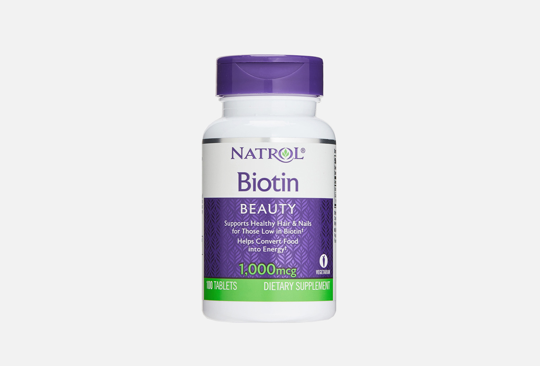 Биотин NATROL 1000 мг в таблетках 100 шт бад для поддержки здорового уровня сахара natrol cinnamon biotin chromium в таблетках 60 шт
