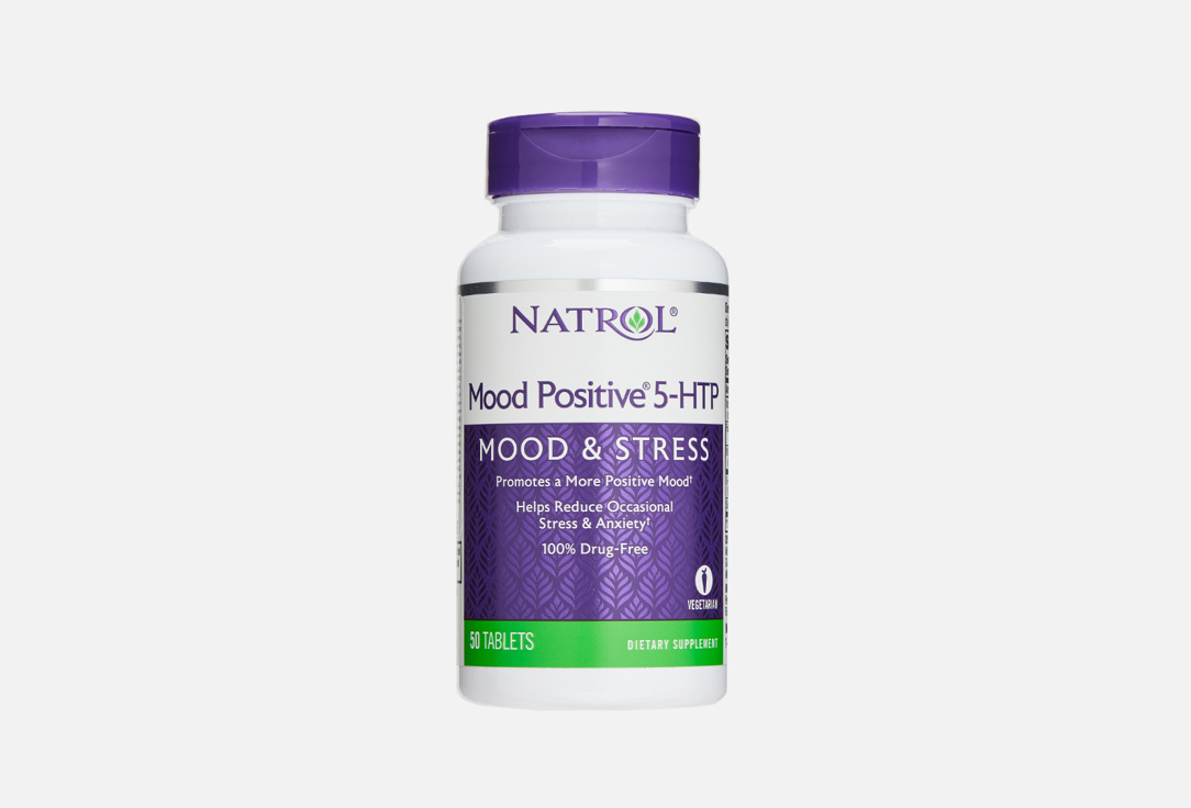 БАД для поддержания спокойствия NATROL Mood positive 5-htp, L-теанин, витамины B6, B12 50 шт бад fitrule 5 htp 100mg 90capsules