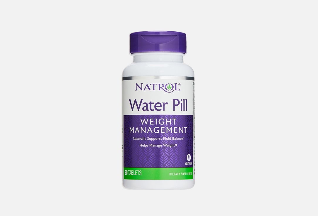 БАД для коррекции фигуры NATROL Water pill кальций, калий, витамин В6 в таблетках 60 шт бад для здорового сна natrol melatonin 3mg витамин в6 кальций в таблетках 240 шт