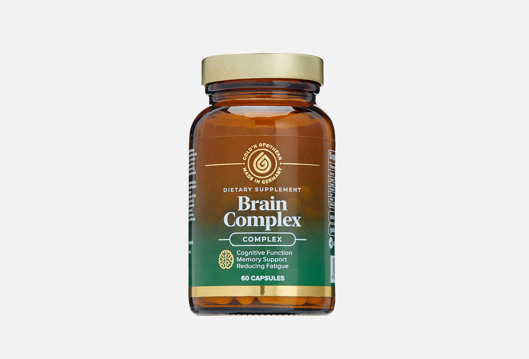 БАД для улучшения памяти и внимания GOLD’N APOTHEKA Brain complex витамины группы B, железо, кофеин 60 шт