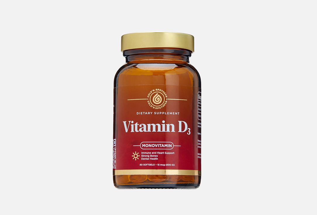 Витамин D3 GOLD’N APOTHEKA 600 МЕ в капсулах 60 шт омега 3 gold’n apotheka 2000 мг в капсулах 60 шт