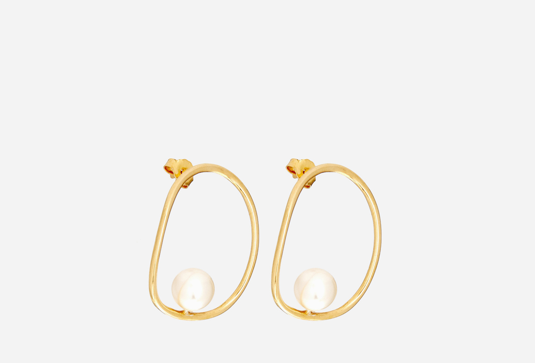 Изображение товара Серьги серебряные с жемчугом Swarovski MURASHKA Wave gold