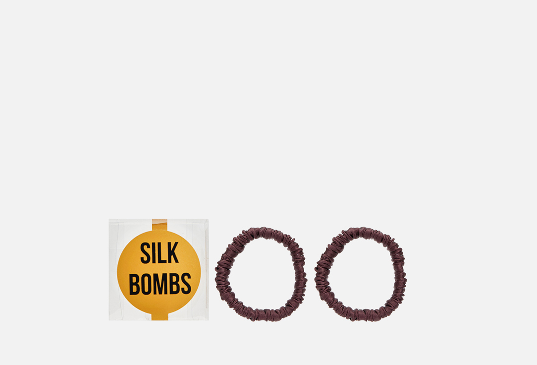 Комплект шелковых резинок для волос SILK BOMBS Шоколад 2 шт комплект шелковых резинок для волос silk bombs персиковый пудра шоколад 3 шт