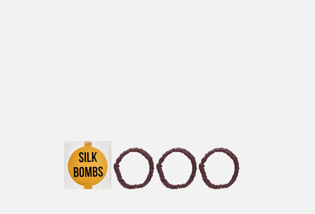 Комплект шелковых резинок для волос SILK BOMBS Шоколад 3 шт комплект шелковых резинок для волос silk bombs бежевый 3 шт