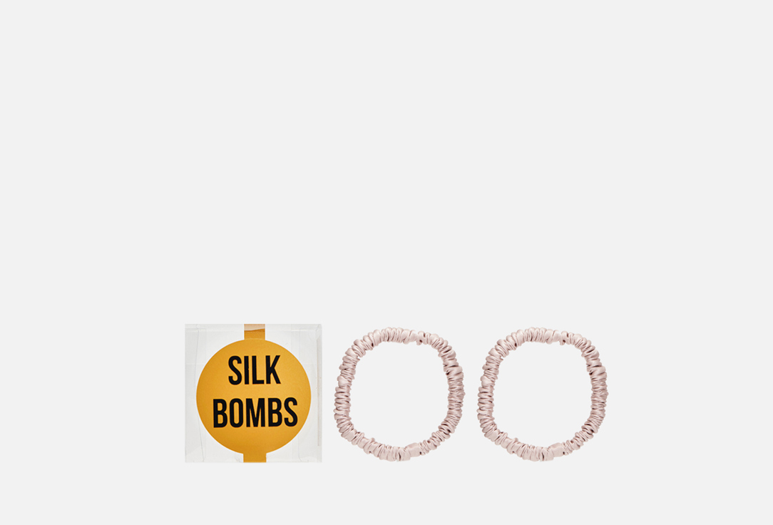 цена Комплект шелковых резинок для волос SILK BOMBS Пудра 2 шт
