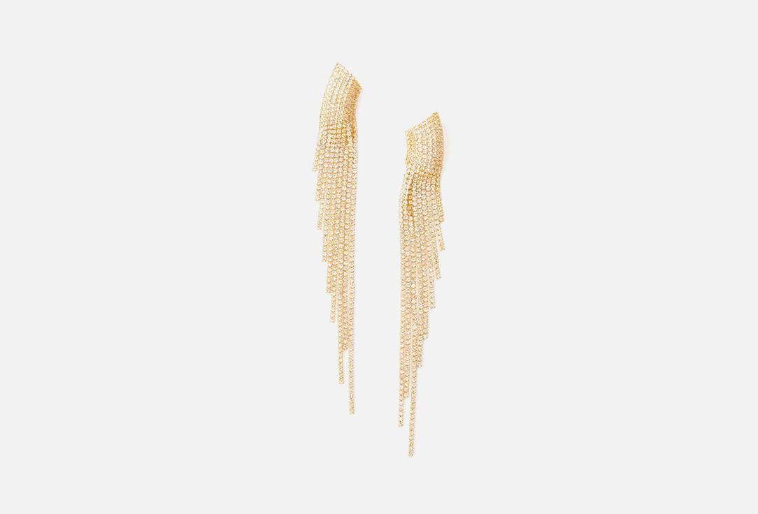 Серьги RUXARA Ассиметричной формы со стразами Золотистые 2 шт серьги галиотис листочки со стразами
