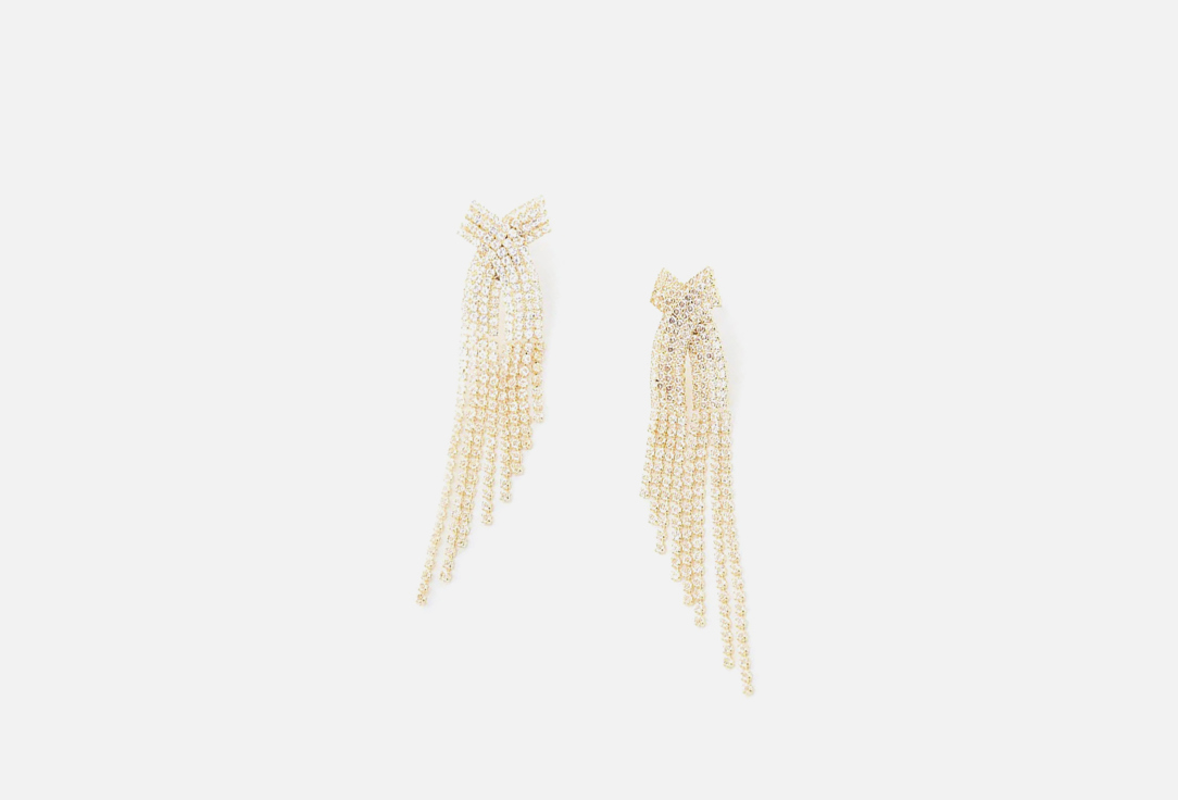 Изображение товара Серьги RUXARA бантики со стразами Золотистые