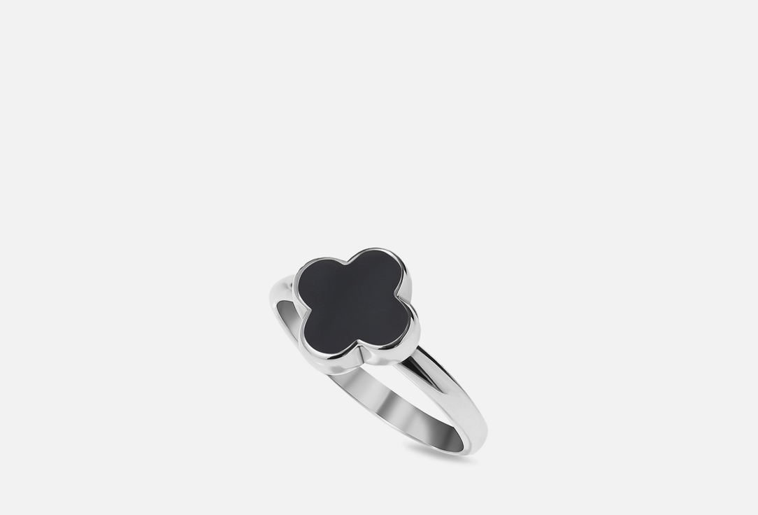 Кольцо серебряное ISLAND SOUL Клевер с чёрным ониксом 16 мл серьги с чёрным ониксом стразы позолота с родированием