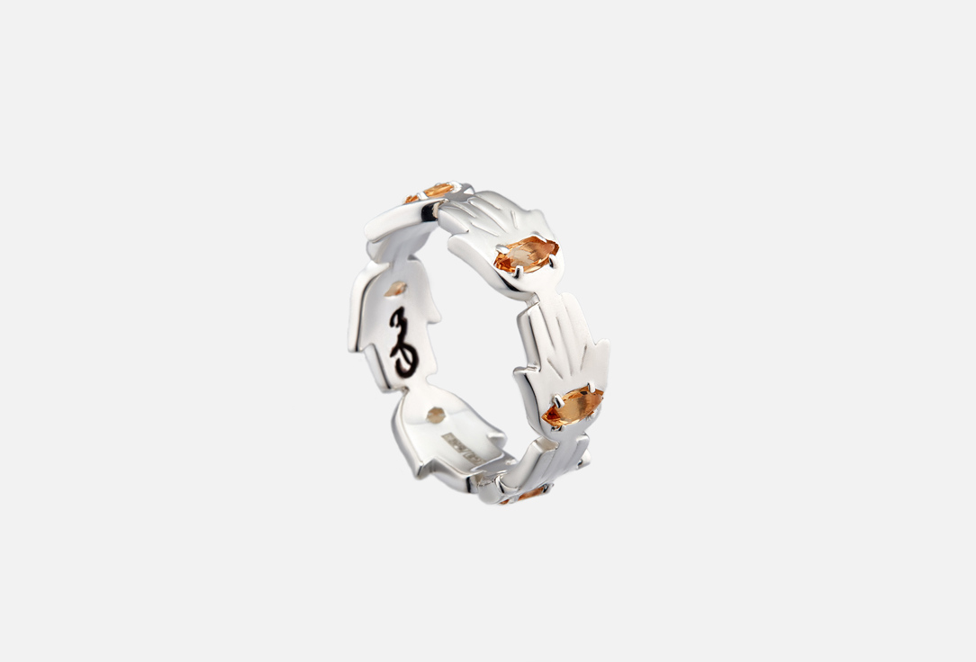 Кольцо серебряное ISLAND SOUL Хамса с цитрином 18 мл серебряное кольцо с натуральным цитрином мадейра коллекция колосок покрытие чистое серебро размер 18 5