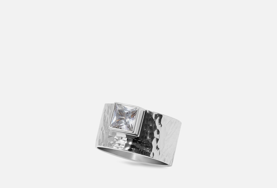 Кольцо серебряное ISLAND SOUL Широкое с квадратным белым цирконом 18 мл цена и фото