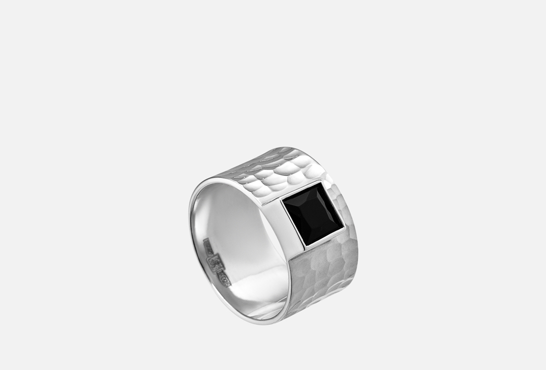 Кольцо серебряное ISLAND SOUL Широкое с квадратным чёрным цирконом 18 мл