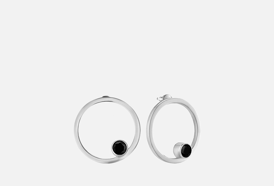 Гвоздики серебряные ISLAND SOUL Сфера с чёрным цирконом 2 шт кольцо серебряное island soul широкое с квадратным чёрным цирконом