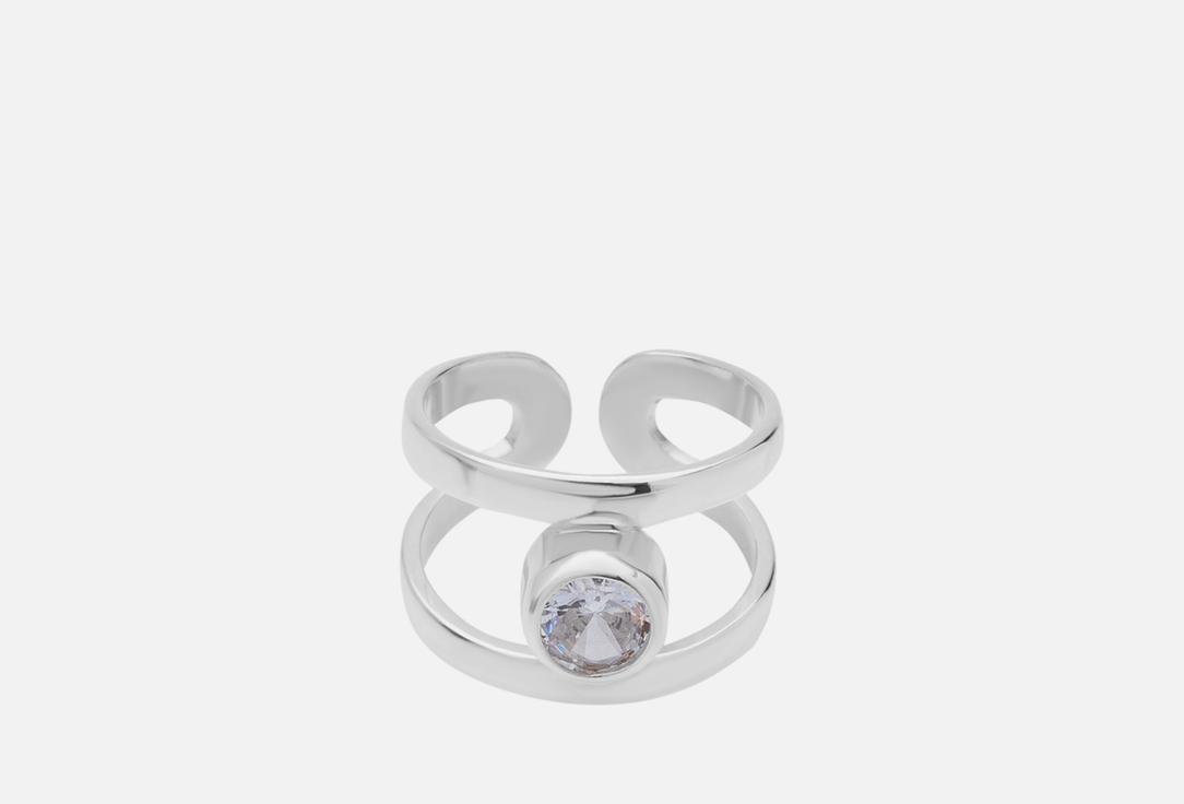 Кольцо серебряное ISLAND SOUL На фалангу двойное с круглым белым цирконом 17,5 мл кольцо серебряное island soul на фалангу с дорожкой черных цирконов 14 размер