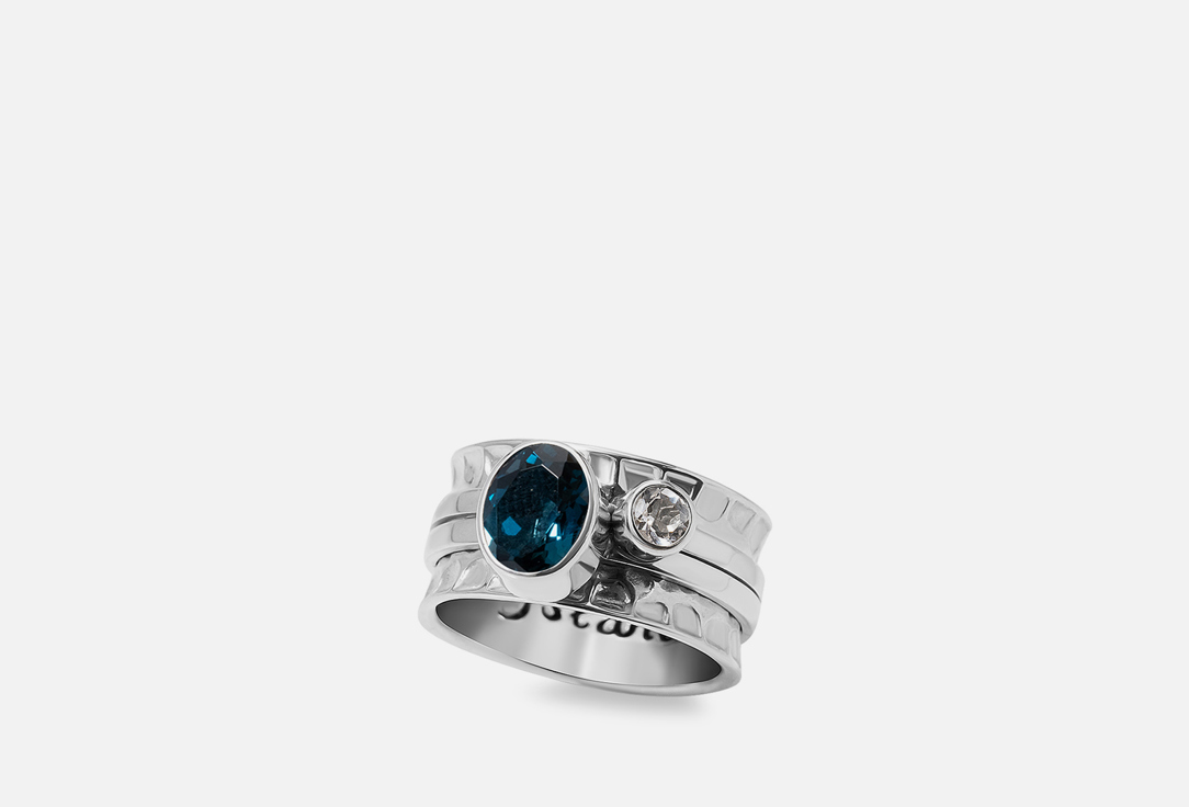 Кольцо серебряное-механизм ISLAND SOUL С овальным лондонским и круглым белым топазами 18 мл кольцо серебряное island soul с топазами большое 18 размер