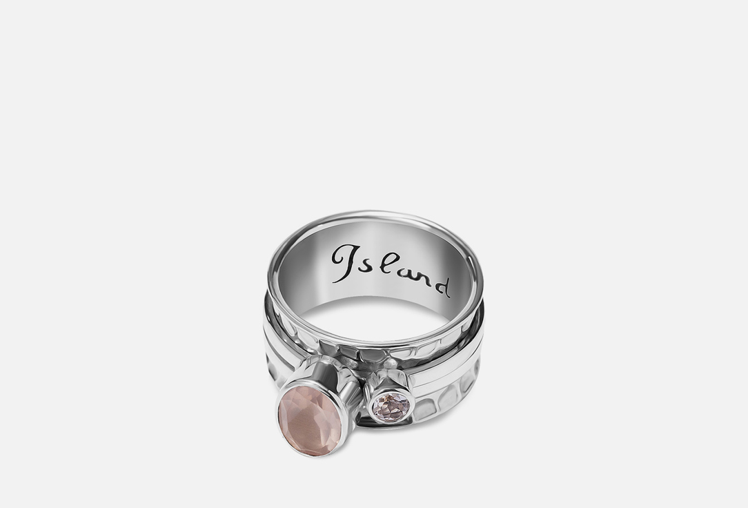 Кольцо серебряное-механизм ISLAND SOUL С овальным розовым кварцем и белым топазом 18 мл кольцо серебряное механизм island soul рустик с прямоугольным цитрином и белым топазом 15 5 размер