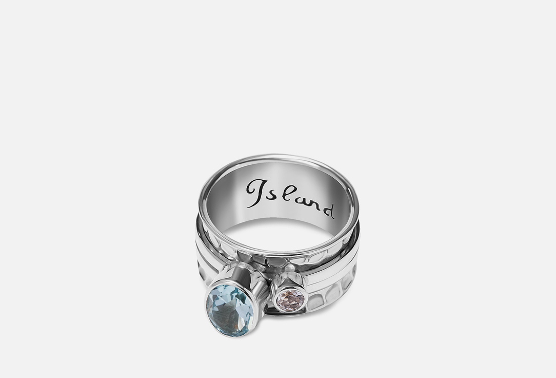 Кольцо серебряное-механизм ISLAND SOUL С овальным топазом Sky и белым топазом 18 мл кольцо серебряное island soul ом с топазом 18 размер