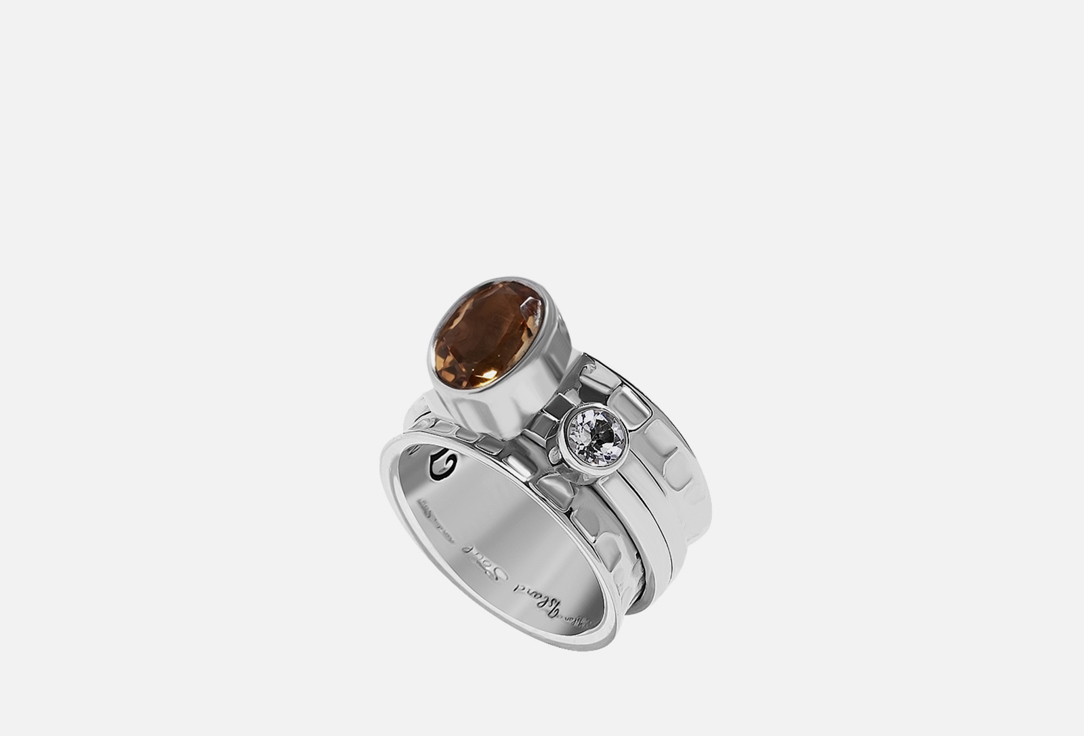Кольцо серебряное-механизм ISLAND SOUL С овальным цитрином фасет и белым топазом 18 мл кольцо серебряное island soul ом с топазом 18 размер